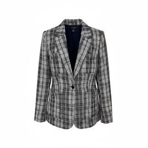 HALOGEN NAVY- BLACK LIBBIE TWEED BLAZER Size Medium EUC